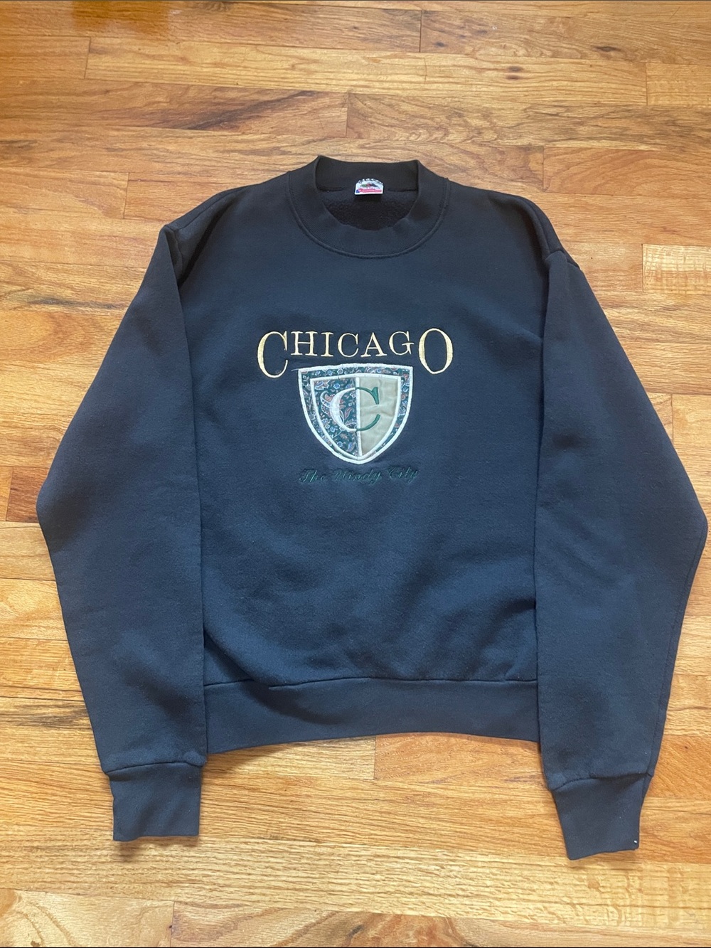 Chicago Crest Black Crewneck Sweater
